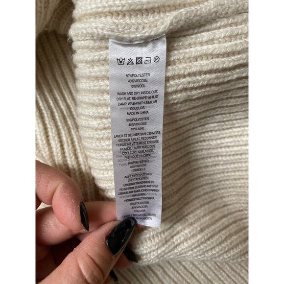 French Connection BNWT "Lana knit" vneck ribbed Sweater women NEW wool - Picture 2 of 3